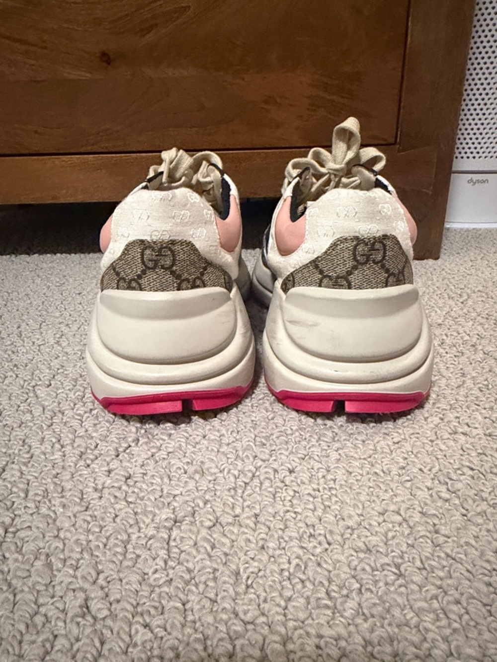 Gucci Navy, Pink & Cream GG Canvas Runner Sneakers - Picture 3 of 9